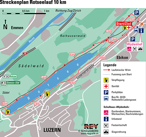Rotseelauf Streckenplan 10km