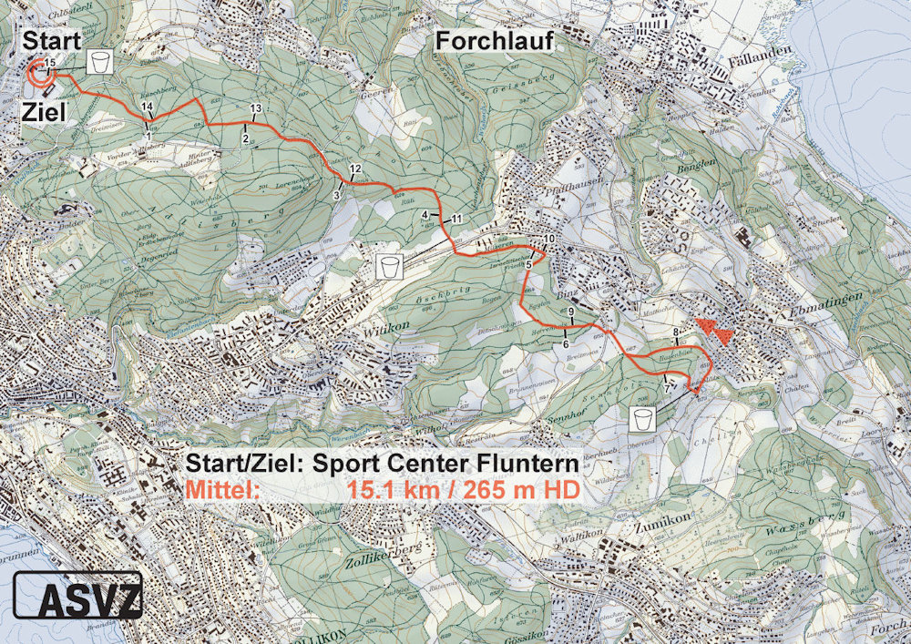 ASVZ Forchlauf Zürich Karte 15km